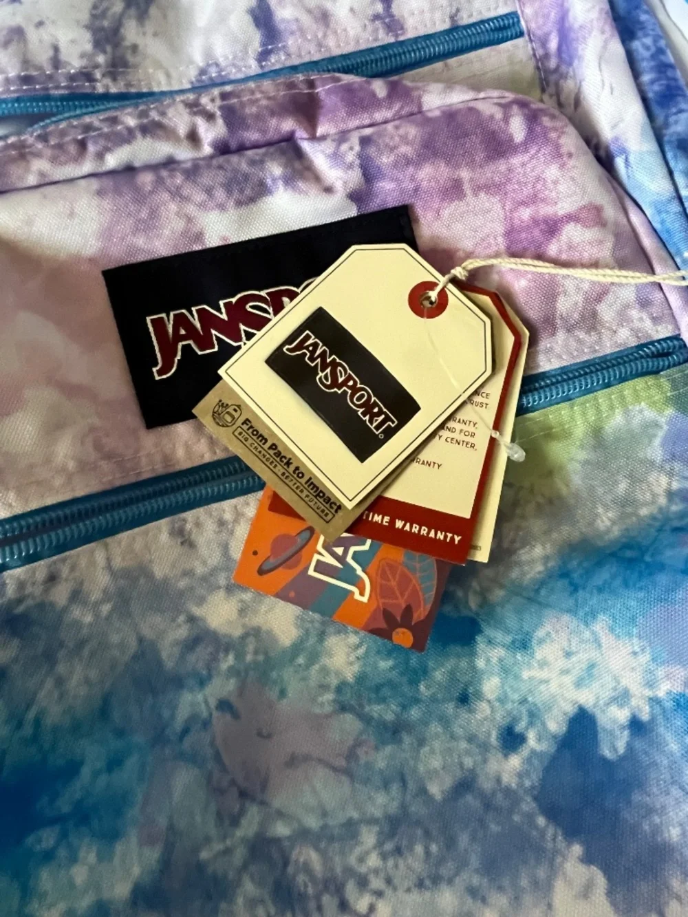 JanSport Tie-Dye Backpack Blue & Purple XL Big Student Fits 15” laptop  NEW!
